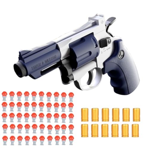 Image of Revolver Toy Gun| Real Looking Plastic Airsoft Gun Pistol Fully Automatic | 12 Bullet Shell' and 50 Bullets Included(Blue+White)