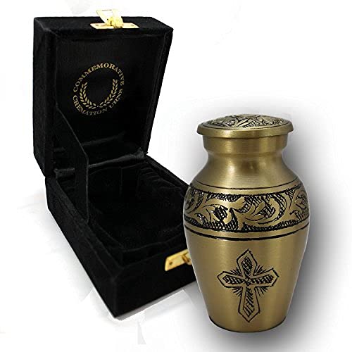 Image of Gold Love of Christ Cremation Urn for Ashes for Women - Personalized Cremation Urns for Human Ashes Adult Female Decorative Urns - Beautifully Handcrafted Cross Urn