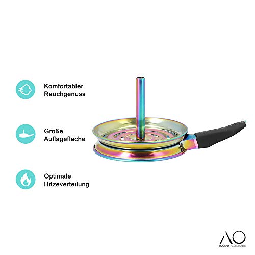 AO® Shisha Pfännchen Kaminaufsatz Edelstahl | Extra große Auflagefläche = für mindestens vier Kohlen (Rainbow) – Bild 3