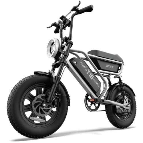URLIFE Electric Bike for Adults, 16" Fat Tire E-Bike, UL