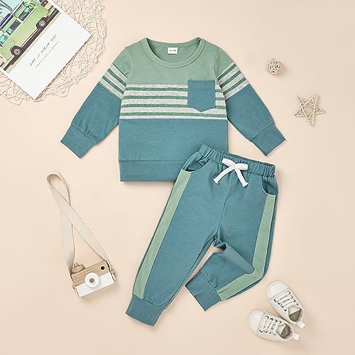 Image of FOCUTEBB Toddler Boy Clothes Baby Boys Fall Winter Outfits Long Sleeve Sweatshirt Top Jogger Pants Set Boys Outfit Set 12M-4T