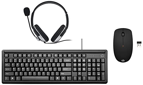 Image of HP X200 Wireless Mouse with 2.4 GHz Wireless connectivity (6VY95AA) & 100 Wired Keyboard with USB Compatibility,Numeric keypad, Full Range of 109 Key (2UN30AA)