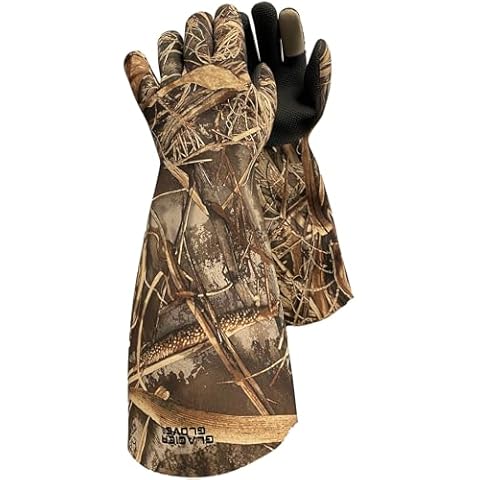 Glacier Glove Unisex Decoy Waterproof Flexible Secure Grip Palm Fleece Lined Resistant Neoprene Winter Fishing Waterfowl Hunting Outdoor Elbow Length Glove, Realtree Max-7, Medium Cover