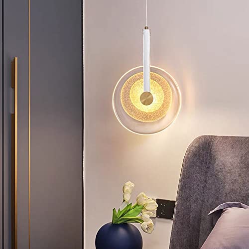 Lustre suspension en verre nordique rond à LED pour éclairage intérieur de chambre
