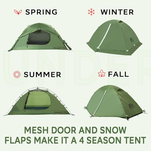 1/2 Person Backpacking Tent for 4-Season - Winter Waterproof Tent for One Person, Lightweight Camping Gear for Backpacking, Easy Set Up Cold Weather Essentials by Underwood Aggrega image 2