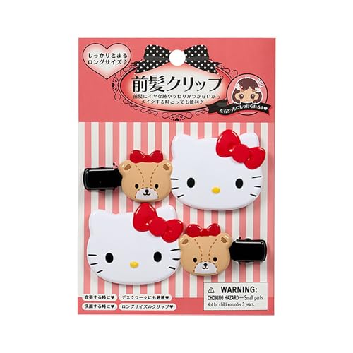 Image of Sanrio 612952 Hello Kitty Long Bangs Clip, ABS Resin, Right and Left Facing Set, Makeup, Face Wash