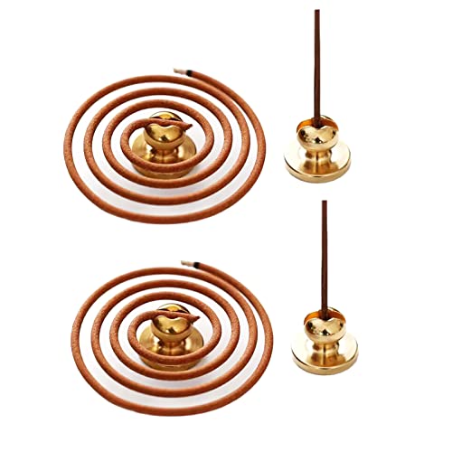 SKMIHJL 4 x Mini-Räucherstäbchenhalter aus Messing, Kupfer-Räucherstäbchenhalter für Stickspule, Räuchergefäß für Yoga, Meditation und Heimbüro-Dekoration (Doppelzweck) Cover