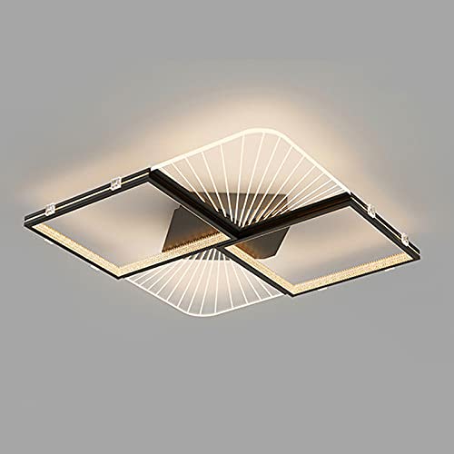 Lustre plafonnier carré à LED et cristaux acryliques avec châssis métallique