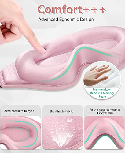 Sleep Masks For Women Men, 3D Contoured Eye Mask For Sleeping, 99% Blackout Eye Covers For Lash Extensions, Zero Pressure, Comfortable Sleep Mask For Airplane Travel Night Time With Adjustable Strap #TOP3