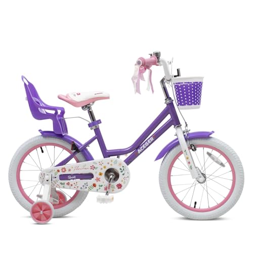 Image of Bixike Princess Style Girls Bike with Basket for 2-13 Years Old Kids and Toddlers, 12 14 16 18 Inch Bicycle for Children with Training Wheels and Streamers, 20 Inch with Kickstand, Multiple Colors