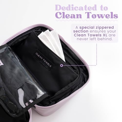 CLEAN SKIN CLUB Clean Towels XL Dedicated Travel Cosmetic Makeup Bag, Portable Large Capacity Beauty Toiletry Water Resistant Organizer Case with Dividers, Zipped Compartments2