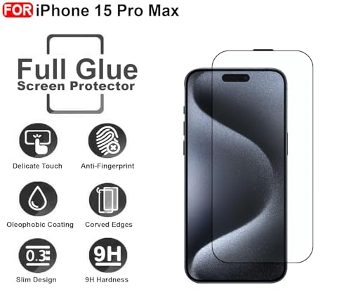 Image of Premium Tempered Glass Screen Guard Compatible With Iphone 15 Pro Max (6.1 Inch) | 9H Hardness | Edge to Edge Protection | Anti Scratch | Bubble Free Installation | HD Clear