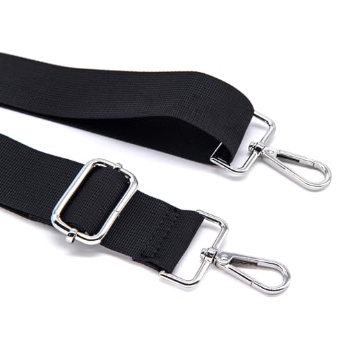 Image of S&loyoe Purse Straps Replacement Crossbody Bag Strap Adjustable Wide Guitar Straps for Handbags 1.5inch (A pure black silver), Large