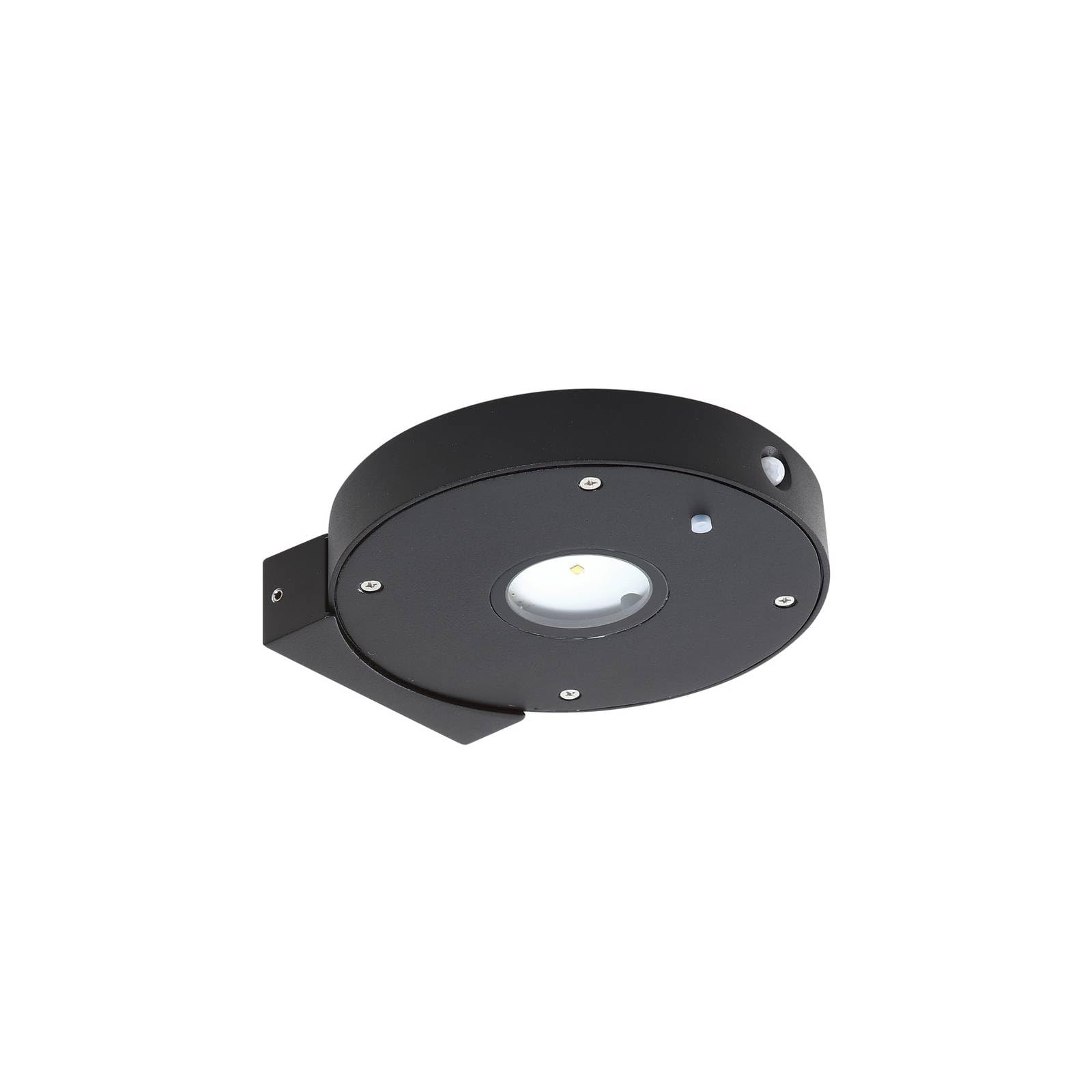 Lucande Tavon lampa solarna LED, zewnętrzna, ściemniana z czujnikiem ruchu (ochrona przed pryskającą wodą (nowoczesna) w kolorze czarnym z aluminium (1 żarówka) – solarna lampa ścienna do użytku na