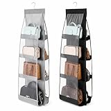 MIMOX Handtaschen Aufbewahrung 2er Set, Taschen Organizer f&uuml;r Kleiderschrank mit 8 F&auml;chern, Taschen platzsparend aufbewahren, transparent, f&uuml;r Handtaschen, Rucksack, Accessoires