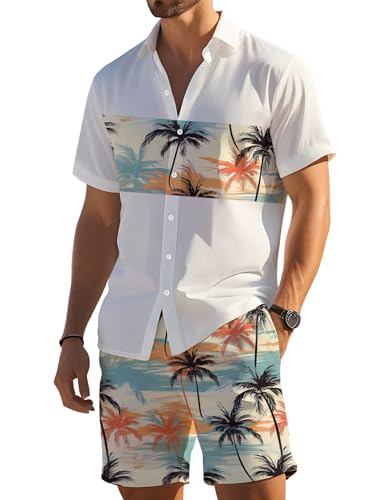 Kiptmug Men's Tropical Coconut Tree Print 2-Piece Outfit - Hawaiian