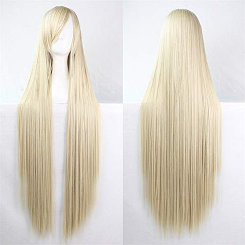 39  Womens Long Straight Synthetic Wig Halloween Cosplay Party Wig Blonde