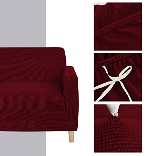 Housse de canapé jacquard 4 places extensible noir protection meuble