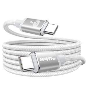 240W USB C to USB C Charger Cable 2m Type C Charger Cable Fast Charging USBC to USBC Braided Lead for iPhone 16 15, Samsung Galaxy S25 S24 A56 A16, Pixel 9 8, Xiaomi, MacBook, iPad, Steam Deck etc