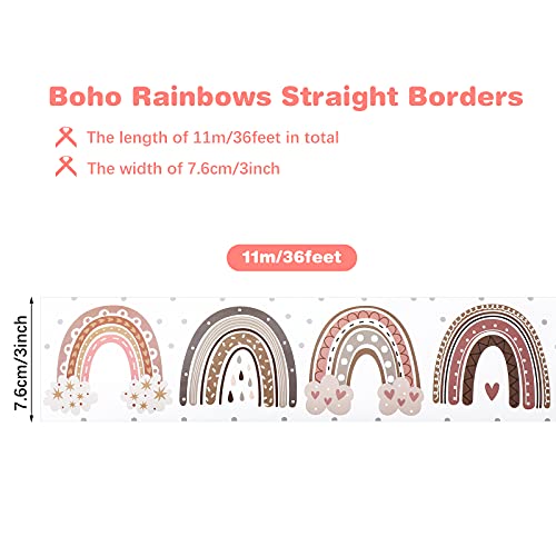 Boho Bulletin Board Border Boho Rainbow Bulletin Board Borders Rainbow Straight Borders With Polka Dots And Hearts Classroom Or Home School Decoration (Rainbow,36 Feet) #TOP1
