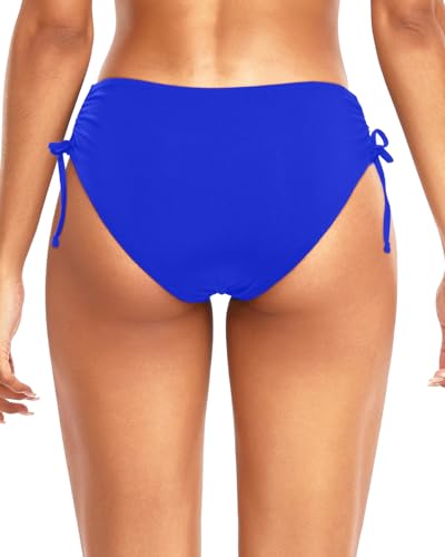 Image of Daci Women Mid Waist Bikini Bottoms - Full Coverage Swim Bathing Suit Bottom Side Tied Swimsuit Bottoms