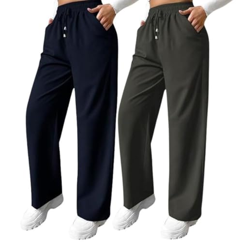 Image of Leriya Fashion High Waist Trousers for Women - Flared Korean Style Formal Pants | Elegant Workwear for Office, College & Events (Available in Plus Size