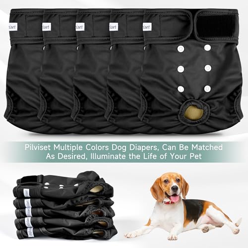 Image of Dog Diapers Female 5pcs,Reusable Dog Doggie Puppy Doggy Diapers Female, Period Panties in Heat, Black, XLarge
