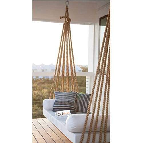 Image of Solid Wood Hanging 2 Seater Swing Chair | Wooden Hammock Swing Sofa with Rope & Complete Accessories for Living Room, Indoor, Outdoor, Balcony & Garden | House Big Swings Jhula | Brown