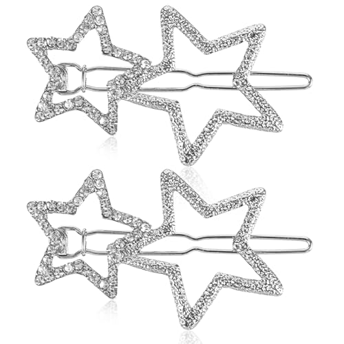 Mabor Sterne Haarklammern,2 Stück Y2k Hair Clip Silber Stern Haarspangen Damen Klein Silber Strass Haarschmuck Glitzer Haarspangen Mädchen Elegante Haarklammer Haar Accessoire für Frauen und Mädchen Mabor Sterne Haarklammern,2 Stück Y2k Hair Clip Silber Stern Haarspangen Damen Klein Silber Strass Haarschmuck Glitzer Haarspangen Mädchen Elegante Haarklammer Haar Accessoire für Frauen und Mädchen