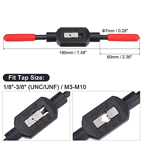 uxcell Adjustable Tap Wrench Handle for 1/8"-3/8" (UNC/UNF) / Metric M3-M10 Taps, Thread Tap Holder Reamer Hand Tapping Tool for Machinist Repair with Plastic Dipped Handle by uxcell - Image 2