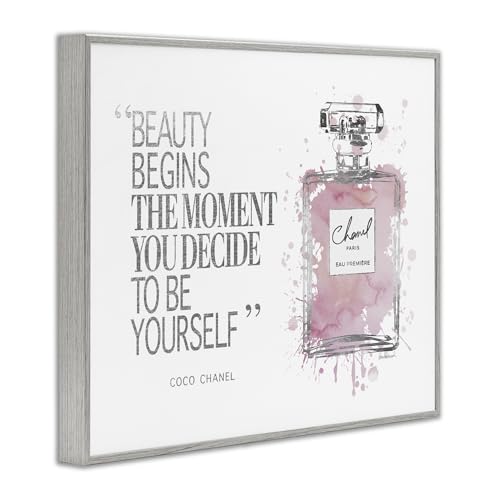 Stupell Industries Beauty Begins Fashion Perfume Grey Framed Wall Art, 16x20, Design by Artist Amanda Greenwood by Stupell Industries - Image 2