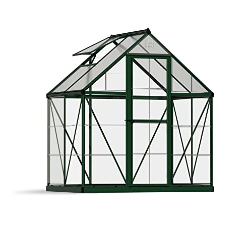 Canopia by Palram Gewächshaus klein Hybrid 6x4 Treibhaus 126x185 cm Aluminium Grün Tomatenhaus Polycarbonatplatten UV-beständig