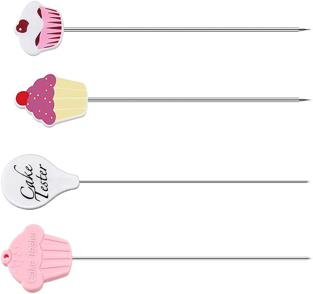 Cake Tester Needles Stainless Steel Reusable Cake Testing Needles Cake Tester Needles Metal Cake Probe Practical Cake Tester Skewer Needles for Kitchen Home Bakery Tools (4)