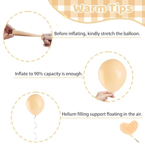 Image of Funhot Beige Balloon Set, 60PCS Nude Birthday Balloons, 12Inch Sand White Apricot Double Stuffed Balloon Neutral Champagne Gold Balloons for Birthday Baby Shower Wedding Boho Bride Party Decorations