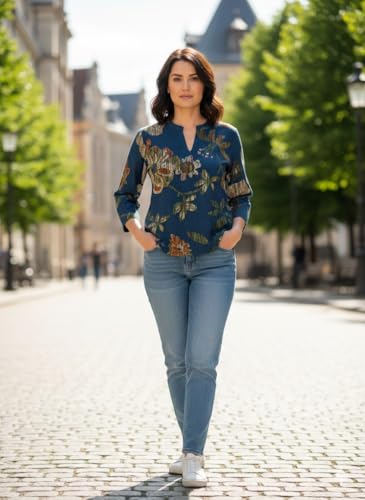 Image of Aj Art Women,s Rayon Floral Printed Tunic Top for Women & Girls