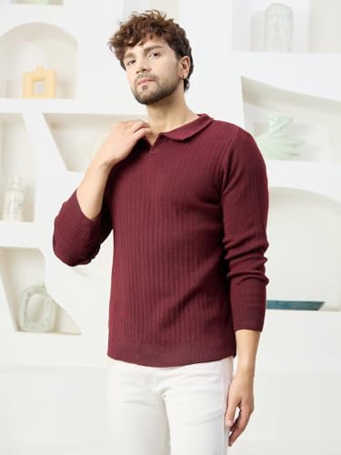 Image of Kvetoo Full Sleeve Winter Wear Woolen Collar Polo Sweater for Men