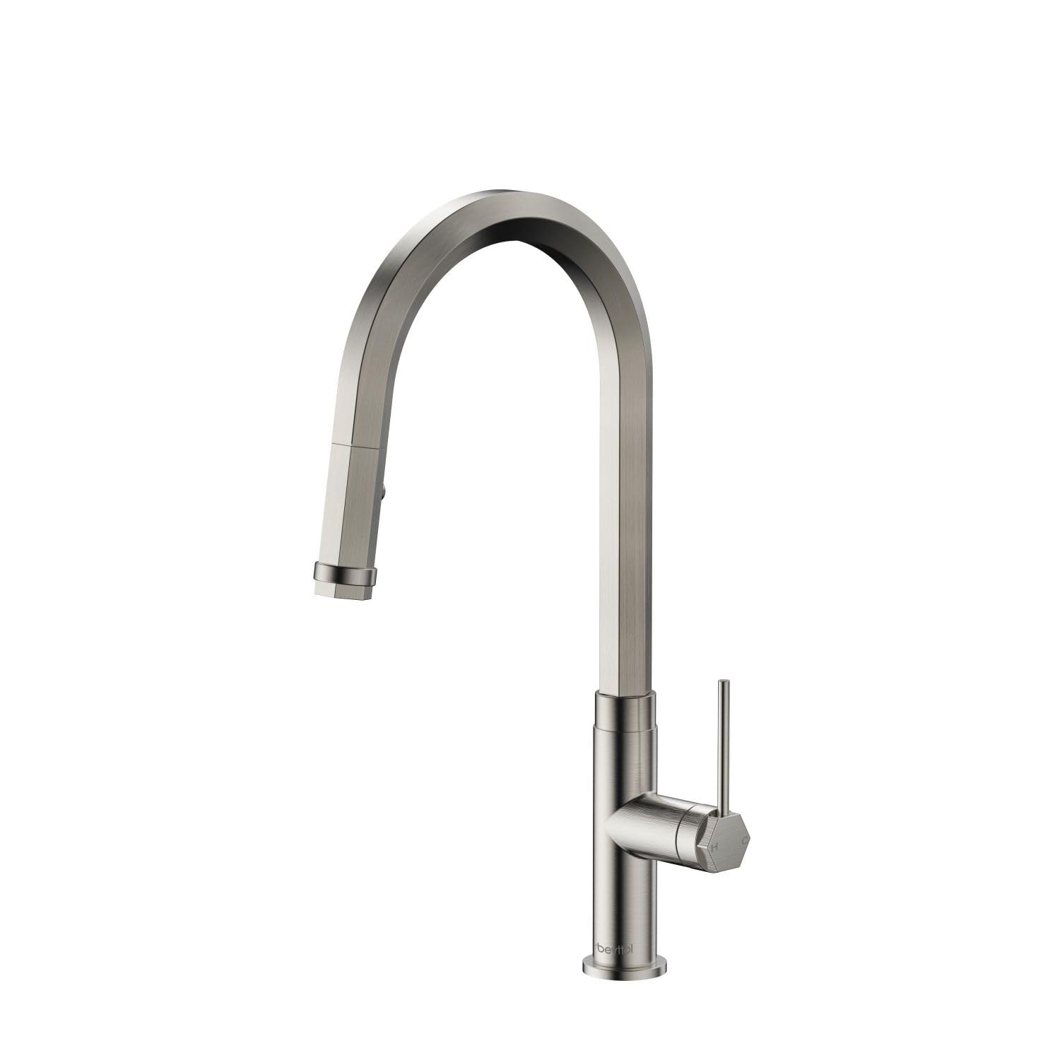 Robinet de cuisine en nickel brossé mitigeur design avec douchette extractible