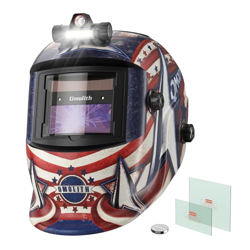 Image of Omolith 1/1/1/1 True Color Auto Darkening Welding Helmet with light, Solar Powered Wide Shade 4/9-13 for TIG MIG Stick Weld Hood Welding Mask
