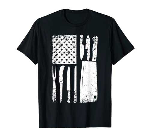 Funny Chef Knife American Flag Design For Men Women Patriot T-Shirt