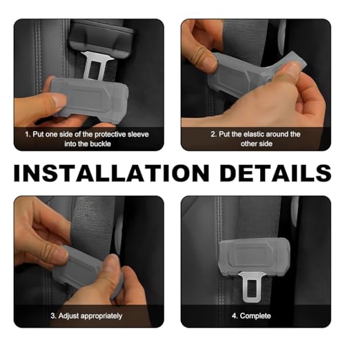MUQIDA 2PCS Car Seat Belt Buckle Covers, Anti-Scratch Silicone Auto Seatbelt Buckle Protector, Universal Safety Belt Clip Cover Secure Buckle Guard Fits Most Vehicles, Car Accessories (Black)