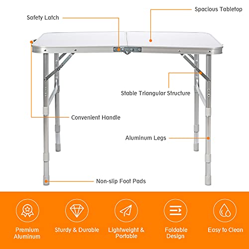 Goplus Tables pliantes en aluminium, hauteur réglable, table de camping ...