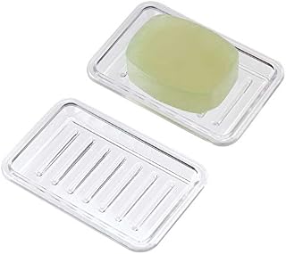 iDesign 30100 Hand Soap Holder, Small Oval Soap Dish for Soap or Sponge Storage Made of Durable Plastic, Practical Soap Tray for Bathroom, Toilet or Kitchen Sink, Clear