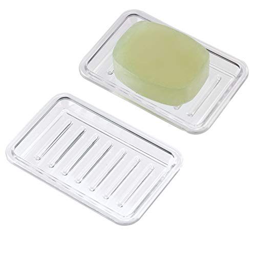 Price comparison product image iDesign 28900M2 Plastic Bar Soap Holder For Bathroom Shower - Pack of 2,  Rectangular