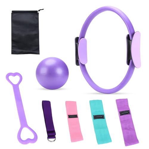 Nuvexa Pilates Ring Set - 38cm Magic Circle with Dual Padded Handles, Mini Ball, Workout Guide & Bag, Home Pilates Equipment for Training Nuvexa Pilates Ring Set - 38cm Magic Circle with Dual Padded Handles, Mini Ball, Workout Guide & Bag, Home Pilates Equipment for Training