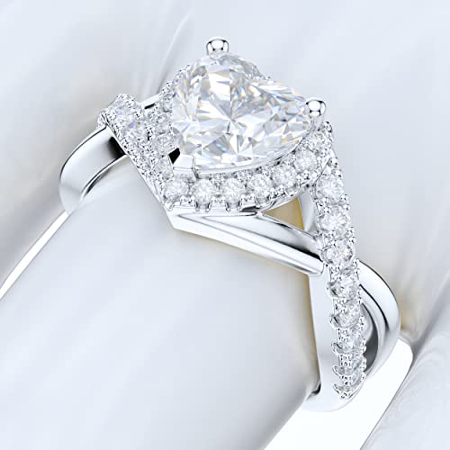 Prstani Sterling Silver Split Shank Fancy Infinite Heart Shape Simulated Diamond Halo Ring Promise Ring Engagement Ring (11.5) #TOP4