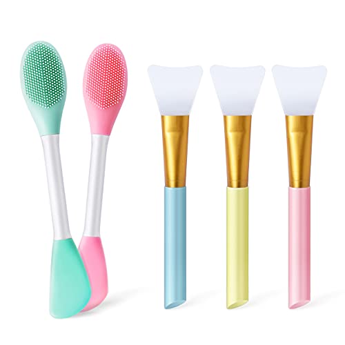 5pcs Silicone Face Mask Brush Applicator Makeup Brushes, Silicone Facial Mask Brush Face Mask Applicator Brush Facial Brushes set,Makeup Tools for Apply Mask Cream Lotion