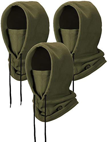 Syhood 3 Pieces Winter Fleece Balaclava Ski Tactical Heavyweight Balaclava (Army Green,3 Pieces)