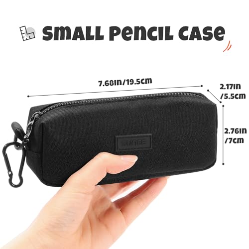 Image of SUNEE Small Pencil Case for Girls & Boys, Pencil Pouch Pen Bag Coin Pouch with Durable Oxford Fabric Marker Pen Case for School Supplies Office Stationery Organizer, Black