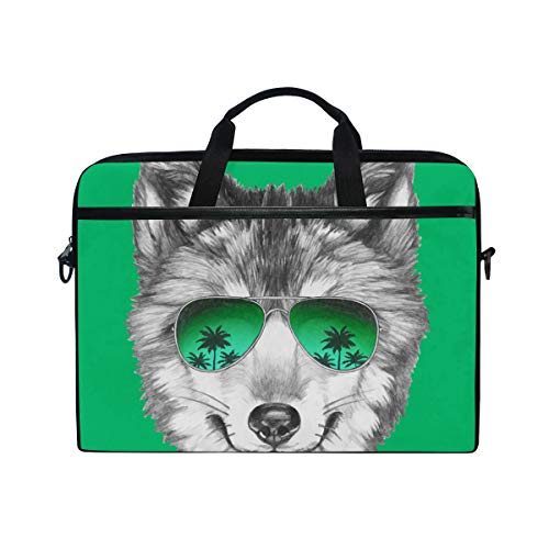 Funda bandolera con gafas para portátil de 14 a 15,4 pulgadas verde
