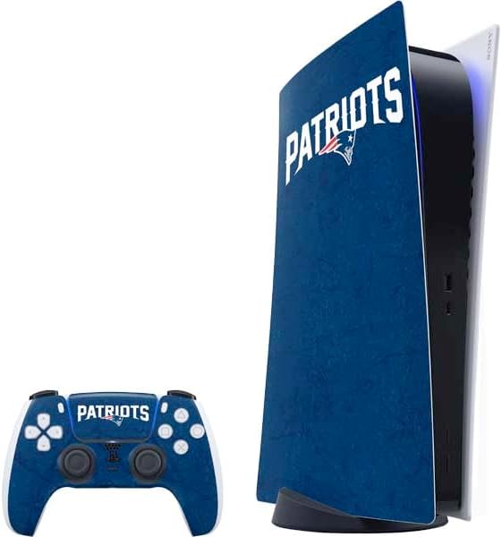 Skinit Decal Gaming Skin Compatible with PS5 Bundle - Officially Licensed NFL New England Patriots Double Vision Design